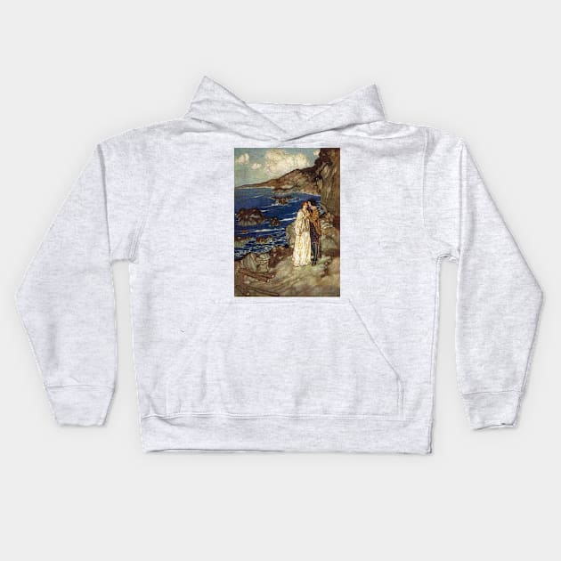 Miranda and Ferdinand - The Tempest, Edmund Dulac Kids Hoodie by forgottenbeauty